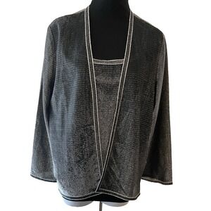 Vintage R&K Separate Silver Metallic Sparkle Twinset Jacket wedding cruise Sz 16